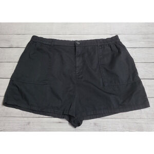BP High-Rise Elastic Waist Shorts Black Women's Plus Size 1X